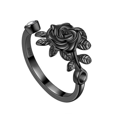 Women Flower Rose Ring Floral Wrap Band Open Ring Jewelry 925 Sterling Silver