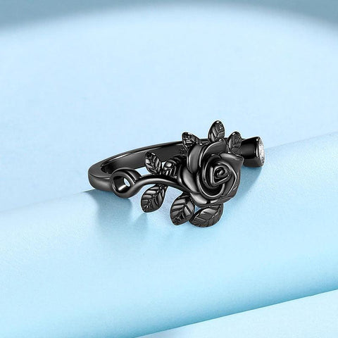 Women Flower Rose Ring Floral Wrap Band Open Ring Jewelry 925 Sterling Silver