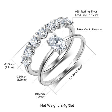 Women Promise Rings Set for Her, Stackable Wedding Bands Rings Jewelry Size 6-9 925 Sterling Silver