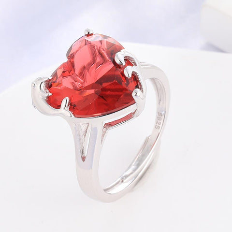 Women Heart Ring 925 Sterling Silver Dolphin Birthstone Solitaire Ring Jewelry Girls Gift