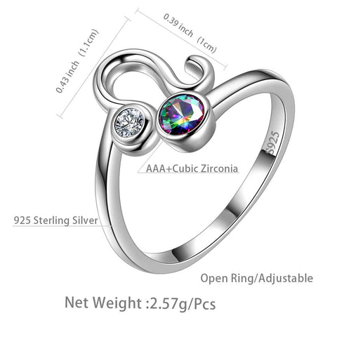 Zodiac Ring Mystic Topaz Jewelry Women 12 Horoscope Sign Ring 925 Sterling Silver - Aurora Tears Jewelry