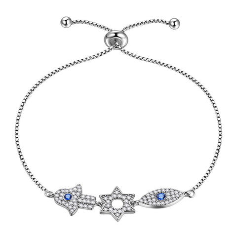 Blue Evil Eye Bracelets Women Girl Amulet Jewelry Hamsa Fatima Hand Stars of David Bracelet - Aurora Tears Jewelry