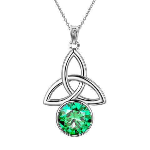 Celtic Knot Birthstone Necklace Pendant CZ Crystal Luck Knot Jewelry - Necklaces - Aurora Tears