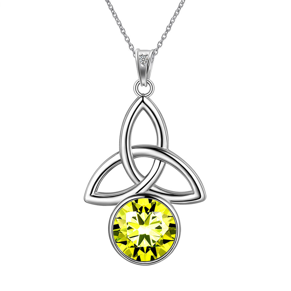 Celtic Knot Birthstone Necklace Pendant CZ Crystal Luck Knot Jewelry - Necklaces - Aurora Tears