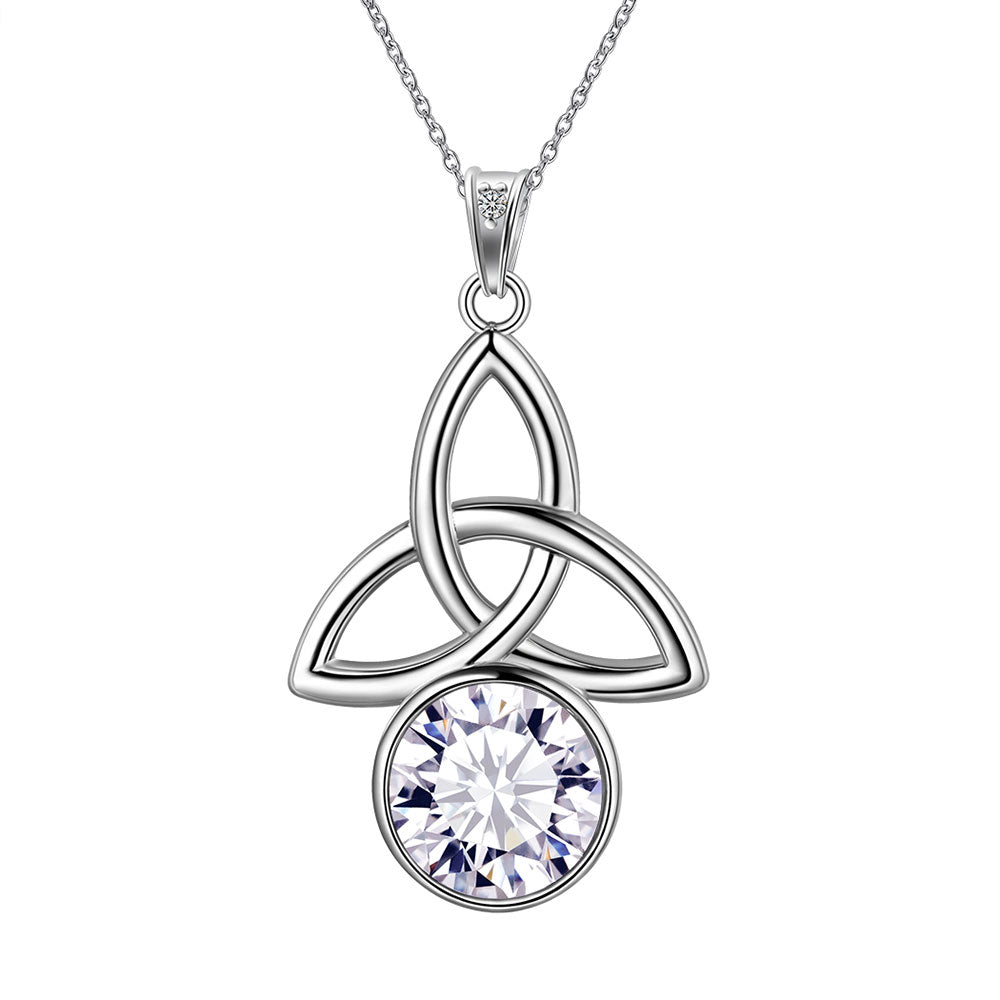 Celtic Knot Birthstone Necklace Pendant CZ Crystal Luck Knot Jewelry - Necklaces - Aurora Tears