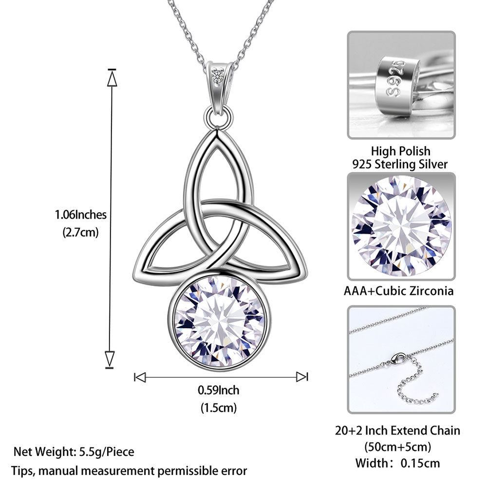 Celtic Knot Birthstone Necklace Pendant CZ Crystal Luck Knot Jewelry - Necklaces - Aurora Tears