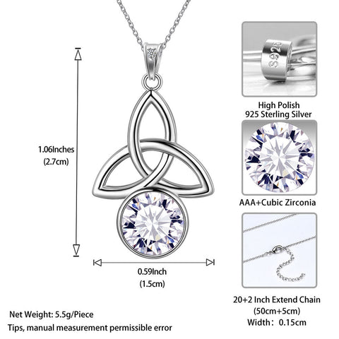 Celtic Knot Birthstone Necklace Pendant CZ Crystal Luck Knot Jewelry - Necklaces - Aurora Tears