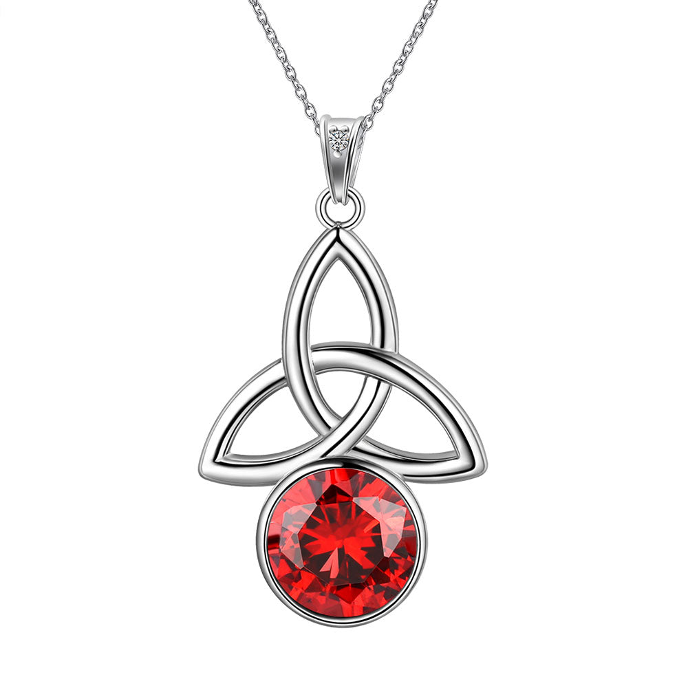 Celtic Knot Birthstone Necklace Pendant CZ Crystal Luck Knot Jewelry - Necklaces - Aurora Tears