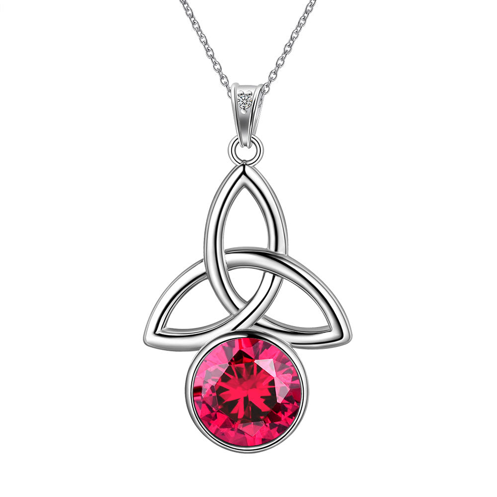 Celtic Knot Birthstone Necklace Pendant CZ Crystal Luck Knot Jewelry - Necklaces - Aurora Tears