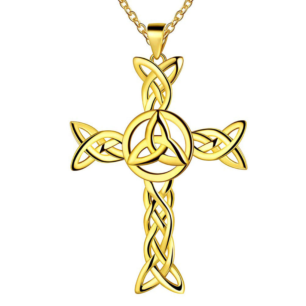 Celtic Knot Necklace Charm Cross Pendant Sterling Silver Men Women Jewelry - Necklaces - Aurora Tears