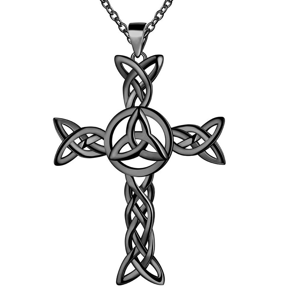 Celtic Knot Necklace Charm Cross Pendant Sterling Silver Men Women Jewelry - Necklaces - Aurora Tears