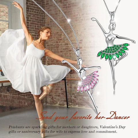 Women Ballerina Necklace Ballet Dancer Pendant Jewelry Girls Birthday Gift 925 Sterling Silver