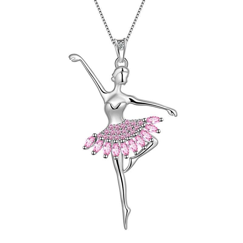 Women Ballerina Necklace Ballet Dancer Pendant Jewelry Girls Birthday Gift 925 Sterling Silver