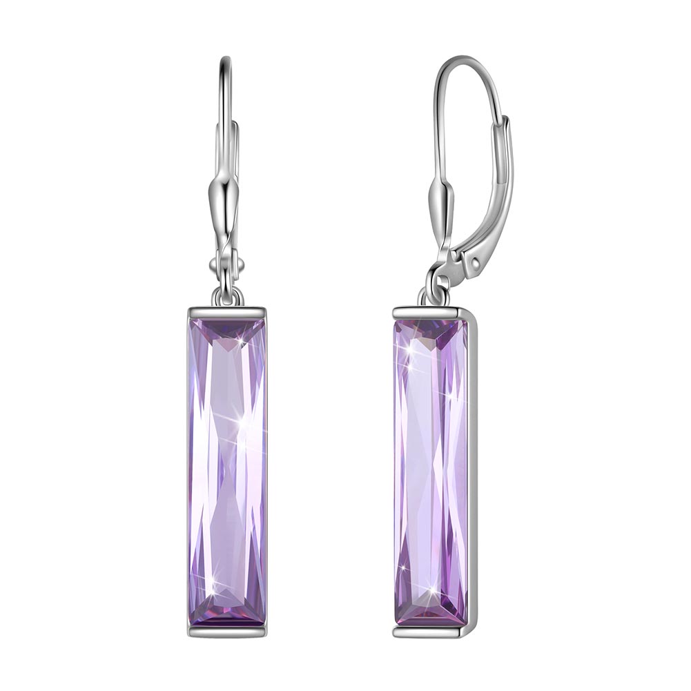 Women Birthstone Dangle Earrings Leverback Crystal Jewelry Birthday Gift - Aurora Tears