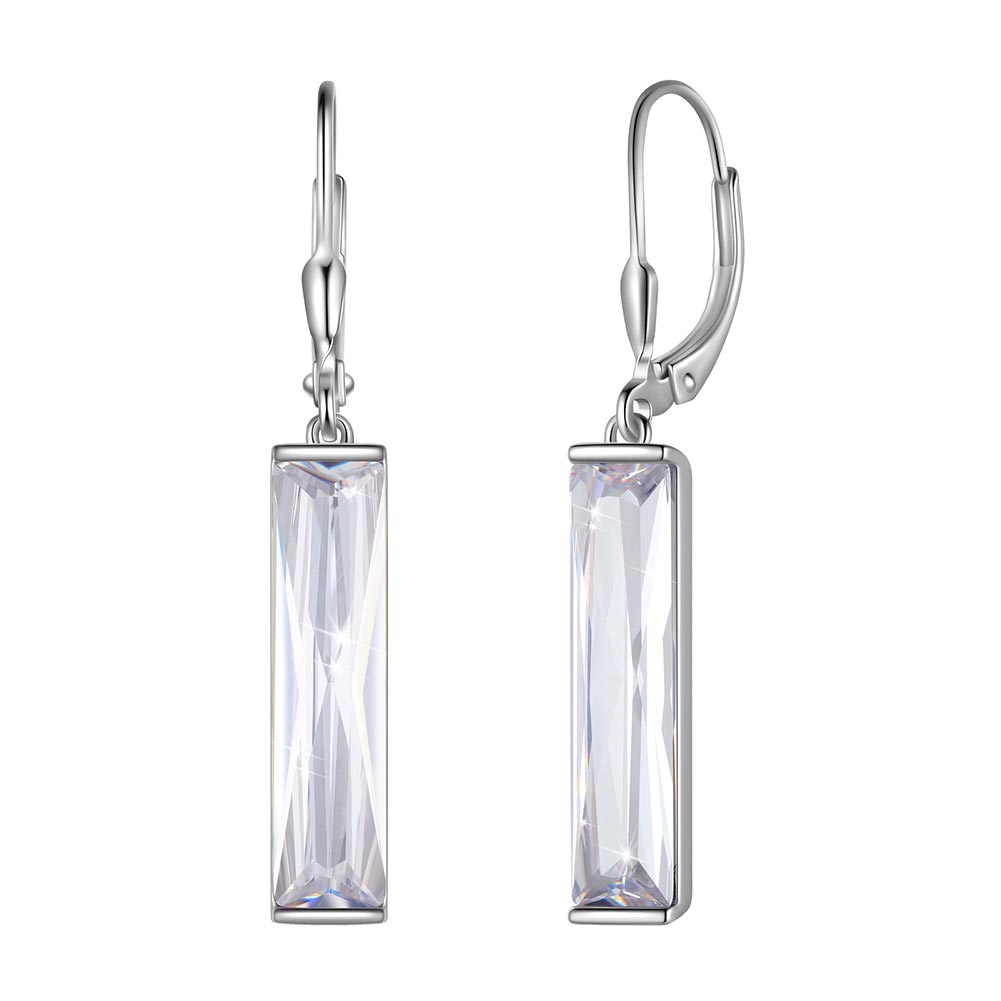 Women Birthstone Dangle Earrings Leverback Crystal Jewelry Birthday Gift - Aurora Tears