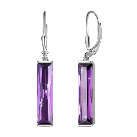 Women Birthstone Dangle Earrings Leverback Crystal Jewelry Birthday Gift - Aurora Tears