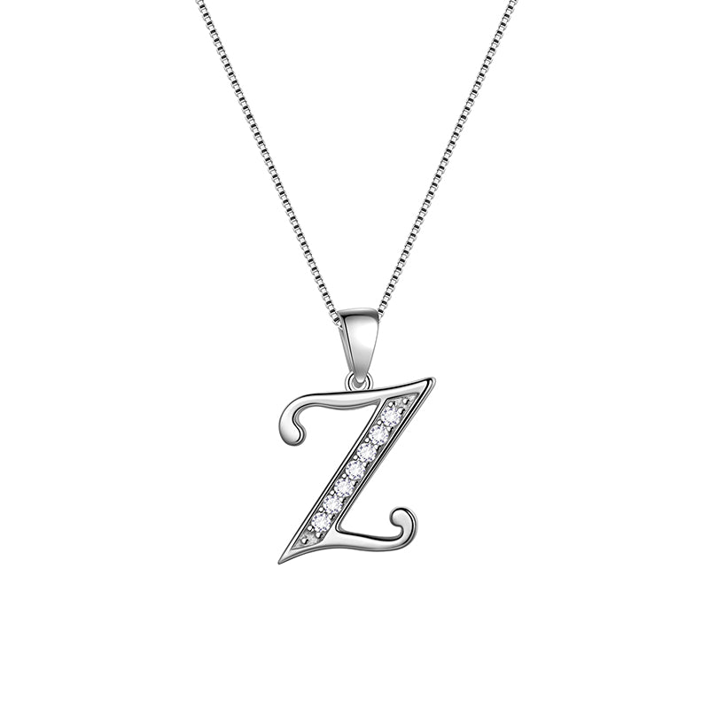 Letter Necklaces Initial Pendant Men Women Name Jewelry 925 Sterling Silver - Aurora Tears Jewelry