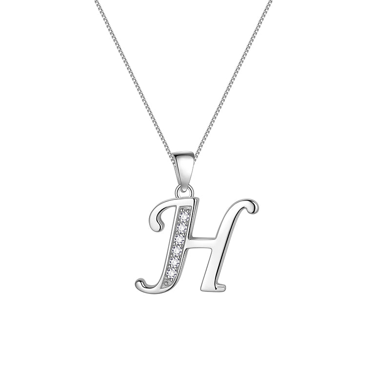 Letter Necklaces Initial Pendant Men Women Name Jewelry 925 Sterling Silver - Aurora Tears Jewelry