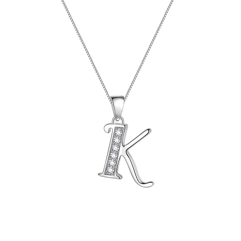 Letter Necklaces Initial Pendant Men Women Name Jewelry 925 Sterling Silver - Aurora Tears Jewelry