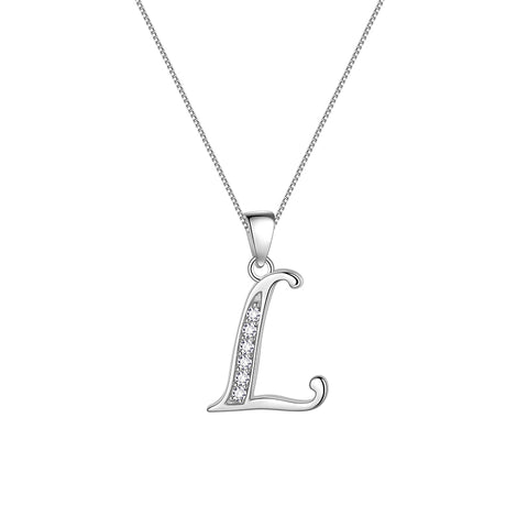 Letter Necklaces Initial Pendant Men Women Name Jewelry 925 Sterling Silver - Aurora Tears Jewelry