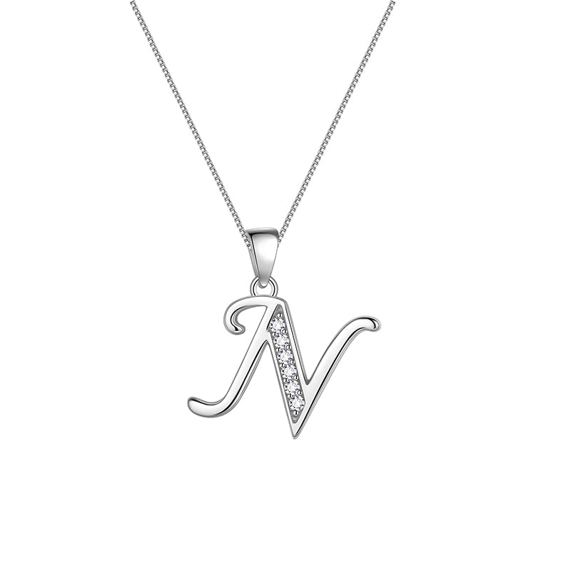 Letter Necklaces Initial Pendant Men Women Name Jewelry 925 Sterling Silver - Aurora Tears Jewelry