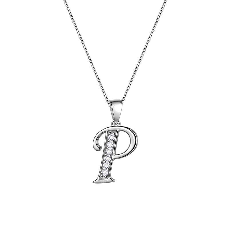 Letter Necklaces Initial Pendant Men Women Name Jewelry 925 Sterling Silver - Aurora Tears Jewelry