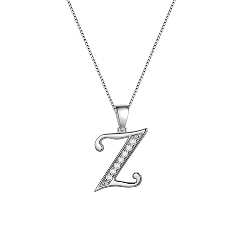 Letter Necklaces Initial Pendant Men Women Name Jewelry 925 Sterling Silver - Aurora Tears Jewelry