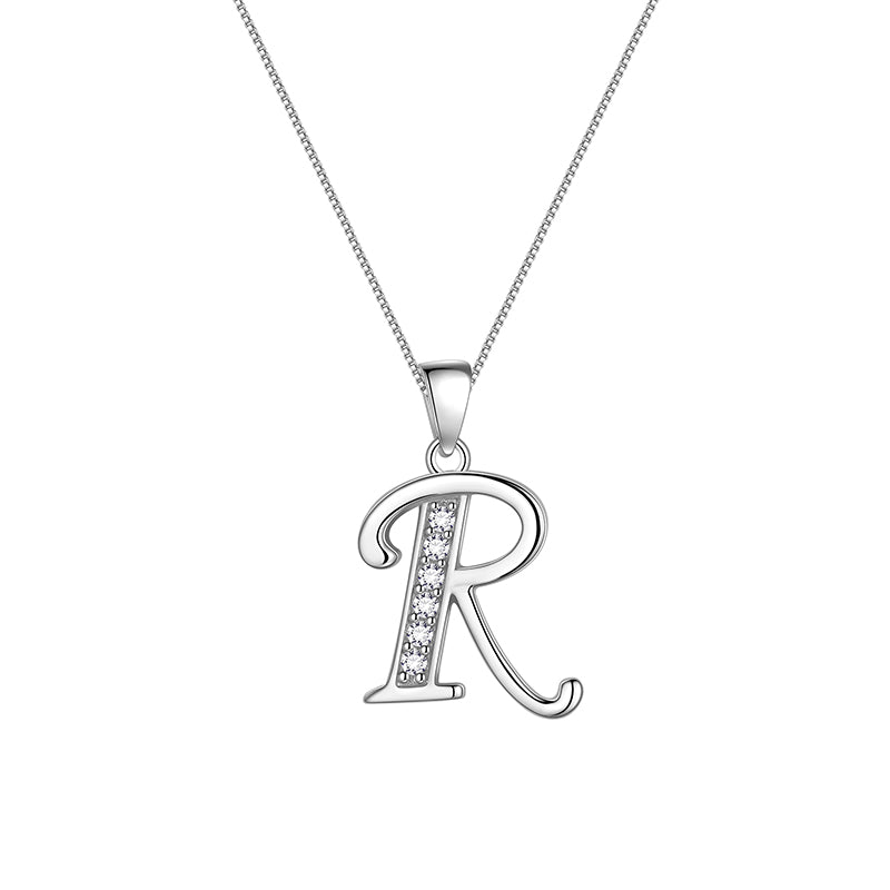 Letter Necklaces Initial Pendant Men Women Name Jewelry 925 Sterling Silver - Aurora Tears Jewelry