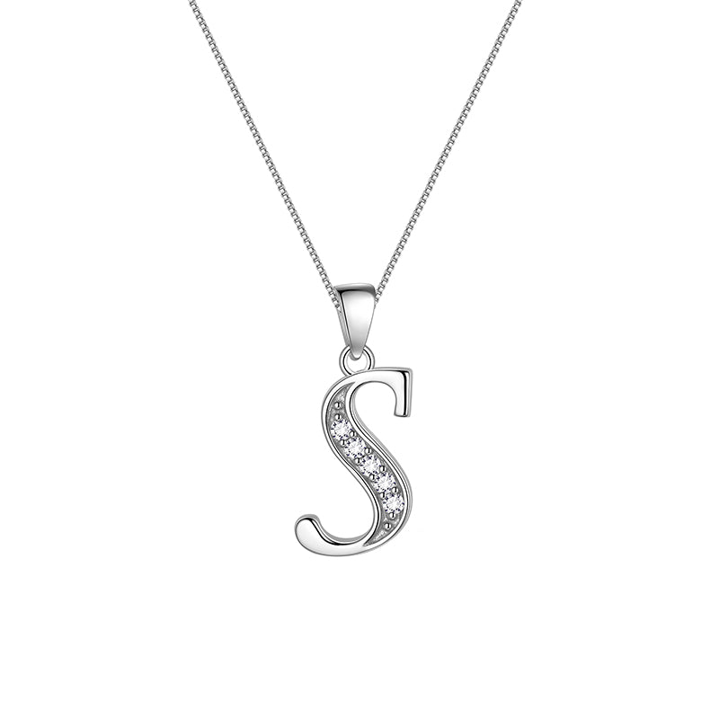 Letter Necklaces Initial Pendant Men Women Name Jewelry 925 Sterling Silver - Aurora Tears Jewelry