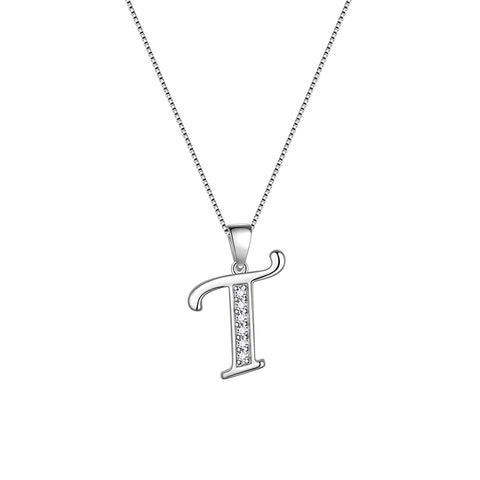 Letter Necklaces Initial Pendant Men Women Name Jewelry 925 Sterling Silver - Aurora Tears Jewelry