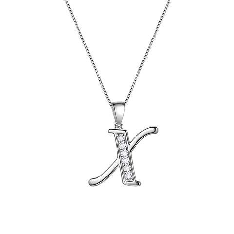 Letter Necklaces Initial Pendant Men Women Name Jewelry 925 Sterling Silver - Aurora Tears Jewelry