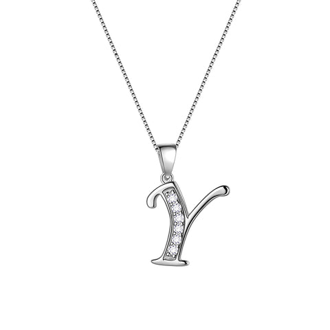 Letter Necklaces Initial Pendant Men Women Name Jewelry 925 Sterling Silver - Aurora Tears Jewelry