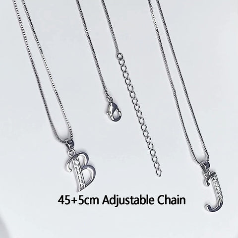 Letter Necklaces Initial Pendant Men Women Name Jewelry 925 Sterling Silver - Aurora Tears Jewelry