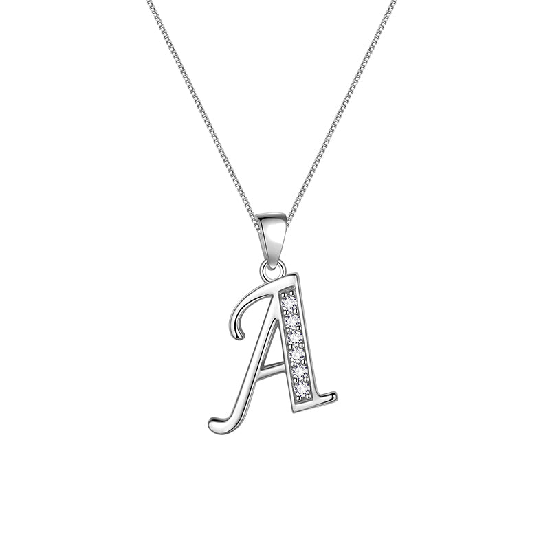 Letter Necklaces Initial Pendant Men Women Name Jewelry 925 Sterling Silver - Aurora Tears Jewelry