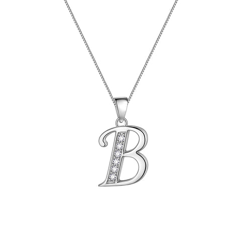 Letter Necklaces Initial Pendant Men Women Name Jewelry 925 Sterling Silver - Aurora Tears Jewelry