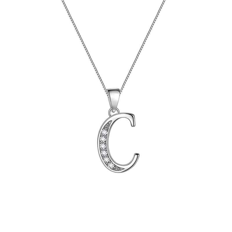 Letter Necklaces Initial Pendant Men Women Name Jewelry 925 Sterling Silver - Aurora Tears Jewelry