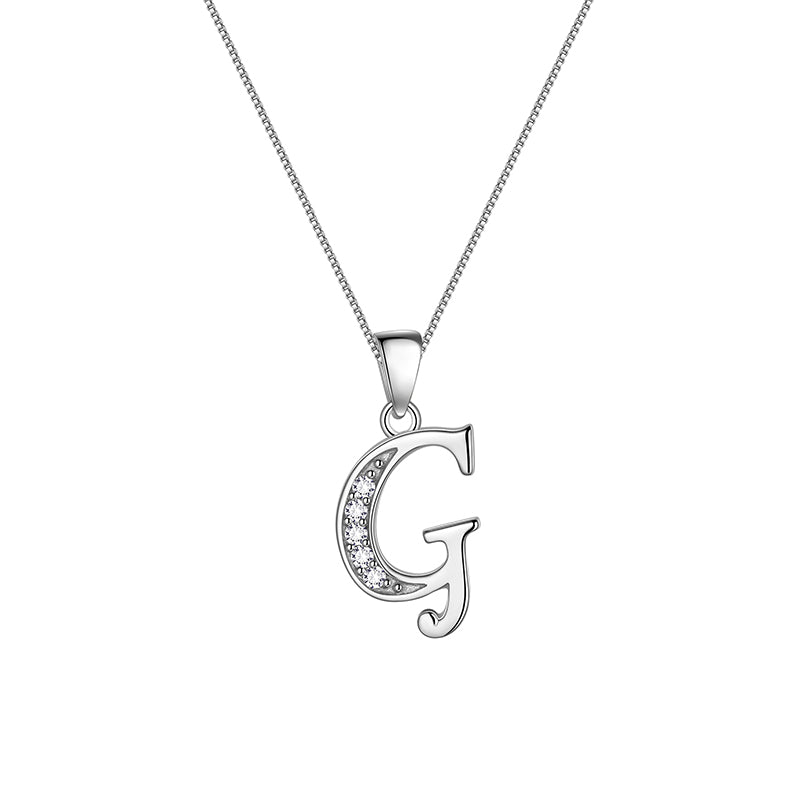 Letter Necklaces Initial Pendant Men Women Name Jewelry 925 Sterling Silver - Aurora Tears Jewelry