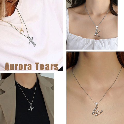 Letter Necklaces Initial Pendant Men Women Name Jewelry 925 Sterling Silver - Aurora Tears Jewelry