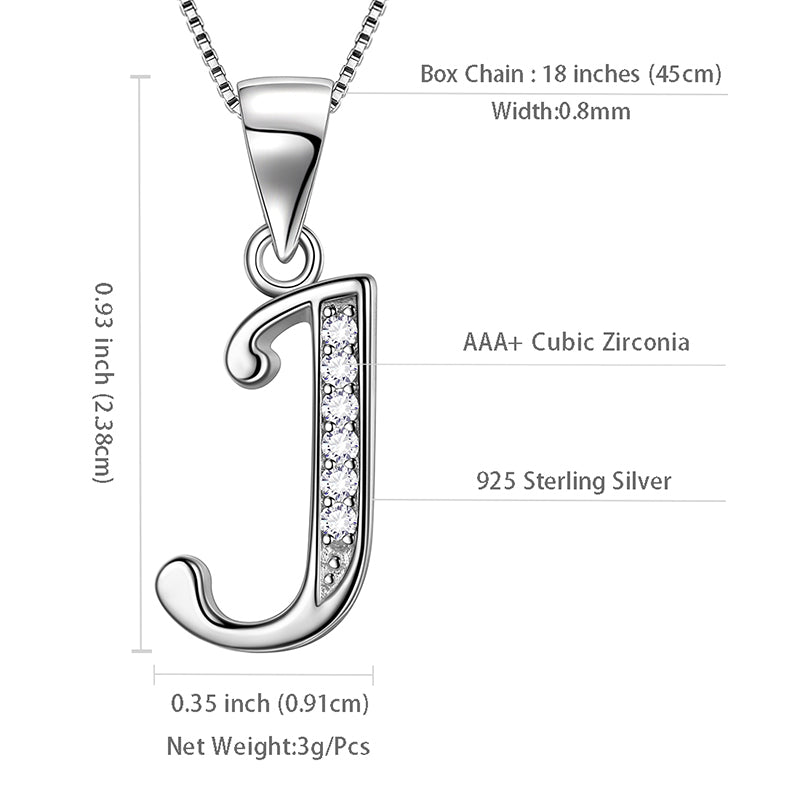 Letter Necklaces Initial Pendant Men Women Name Jewelry 925 Sterling Silver - Aurora Tears Jewelry