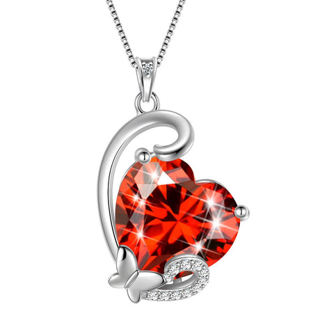 Collana con ciondolo a forma di cuore con pietra portafortuna a farfalla, in argento sterling 925, per donne e ragazze, regalo di compleanno per San Valentino e Natale