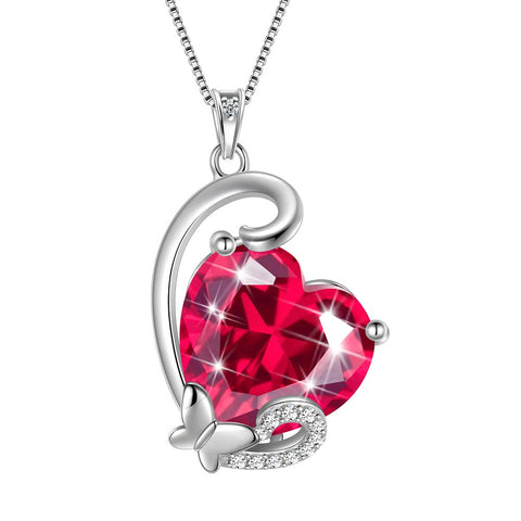 Collana con ciondolo a forma di cuore con pietra portafortuna a farfalla, in argento sterling 925, per donne e ragazze, regalo di compleanno per San Valentino e Natale