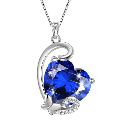 Collana con ciondolo a forma di cuore con pietra portafortuna a farfalla, in argento sterling 925, per donne e ragazze, regalo di compleanno per San Valentino e Natale