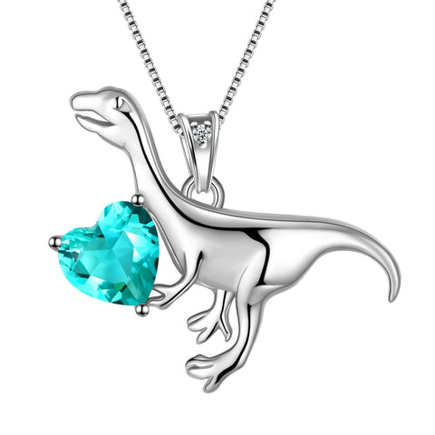 Velociraptor Dinosaur Charm Necklace Pendant Sterling Silver - Necklaces - Aurora Tears