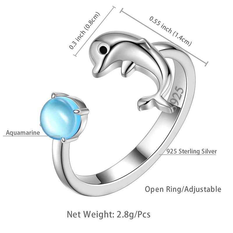 Dolphin Mini Animal Open Ring 925 Sterling Silver - Rings - Aurora Tears