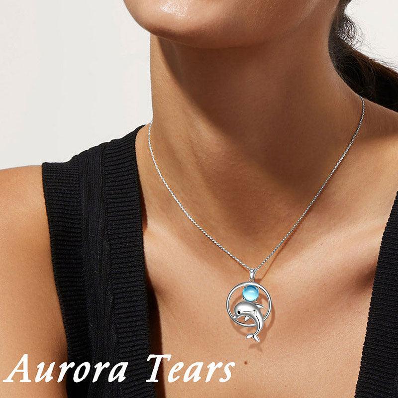 Dolphin Mini Animal Pendant Necklace 925 Sterling Silver - Necklaces - Aurora Tears