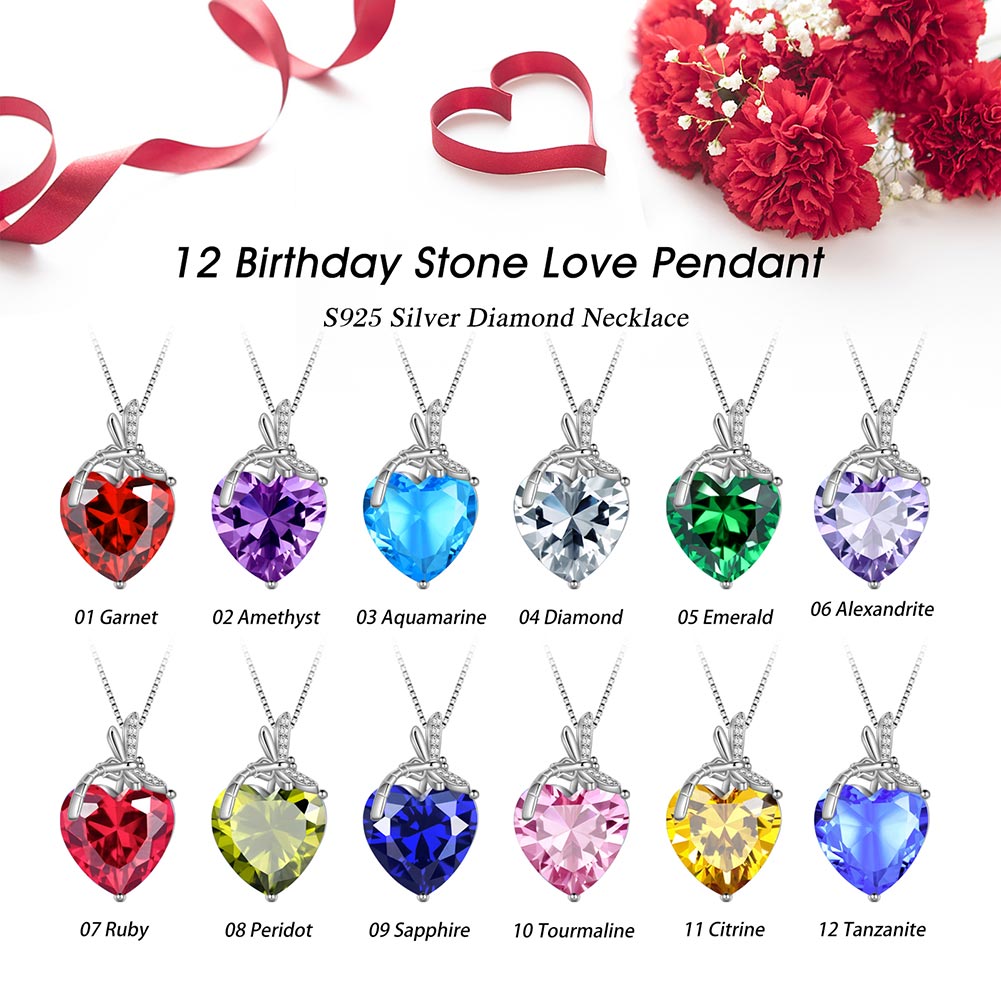 Women Dragonfly Heart Necklace Birthstone Pendant Jewelry Girl Birthday Gifts 925 Sterling Silver - Aurora Tears