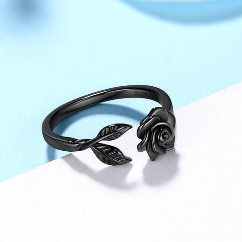 Women Flower Rose Ring Floral Wrap Band Open Ring Jewelry 925 Sterling Silver