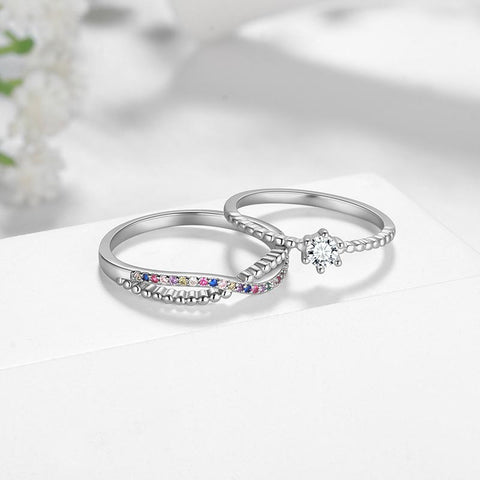 Promise Rings for Her, Women Jewelry Infinity Stackable Wedding Bands Rings for Women Set Size 6-9