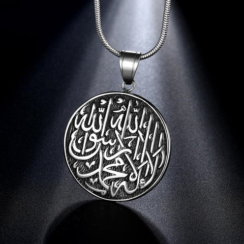 Men Islamic Necklace Pendant Arabic Muslim Allah Jewelry 316L Stainless Steel