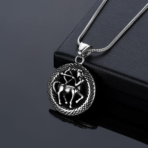 Men Zodiac Sagittarius Necklace Pendant Star Sign Constellation Jewelry Women Boys Girls Birthday Gift - Aurora Tears Jewelry